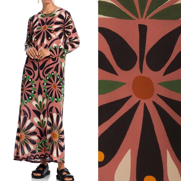 FARM Rio Anika Floral Long Sleeve Dress Size Small